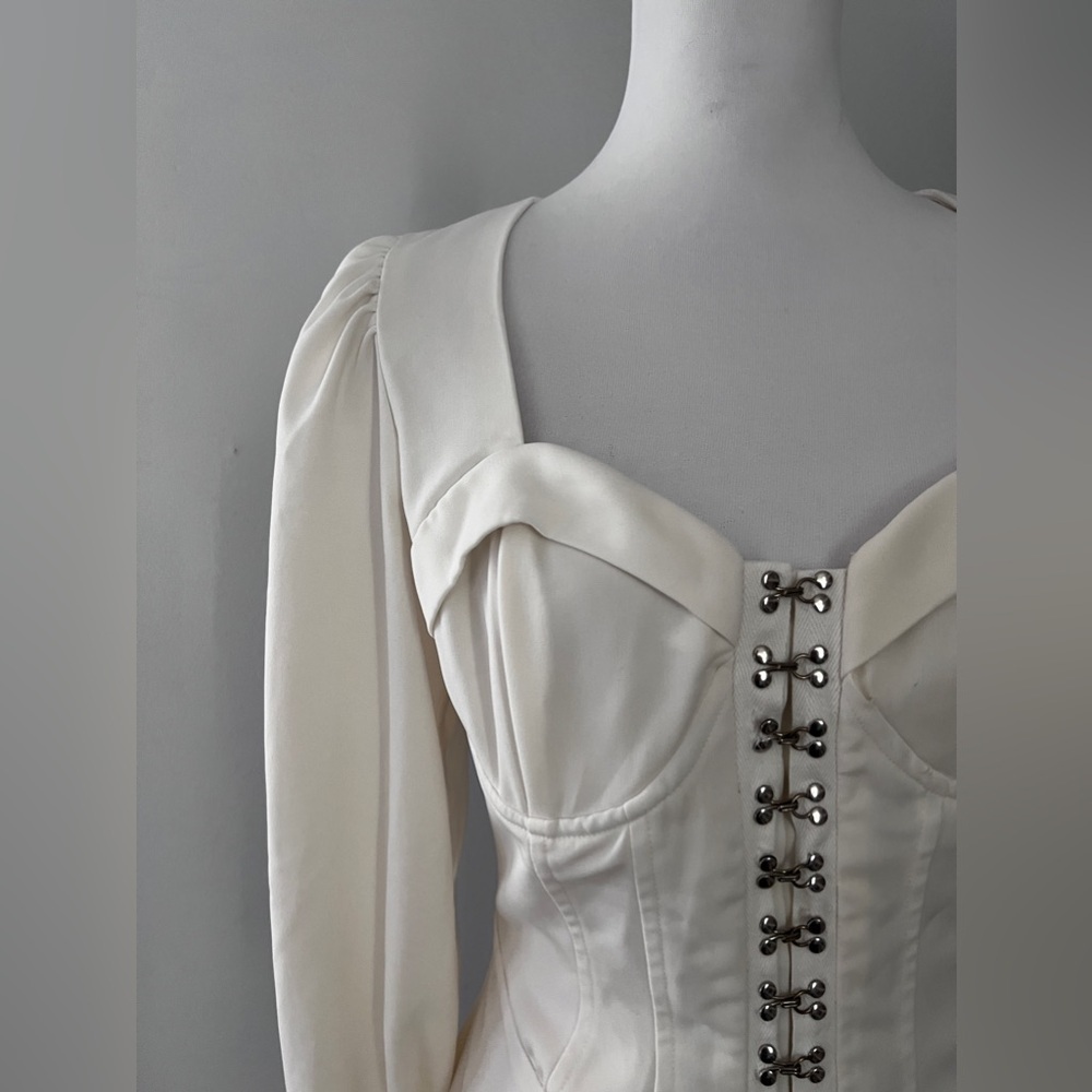 Lavish Alice Puff Sleeve Corset Top in White Size US 4 - Picture 4 of 15